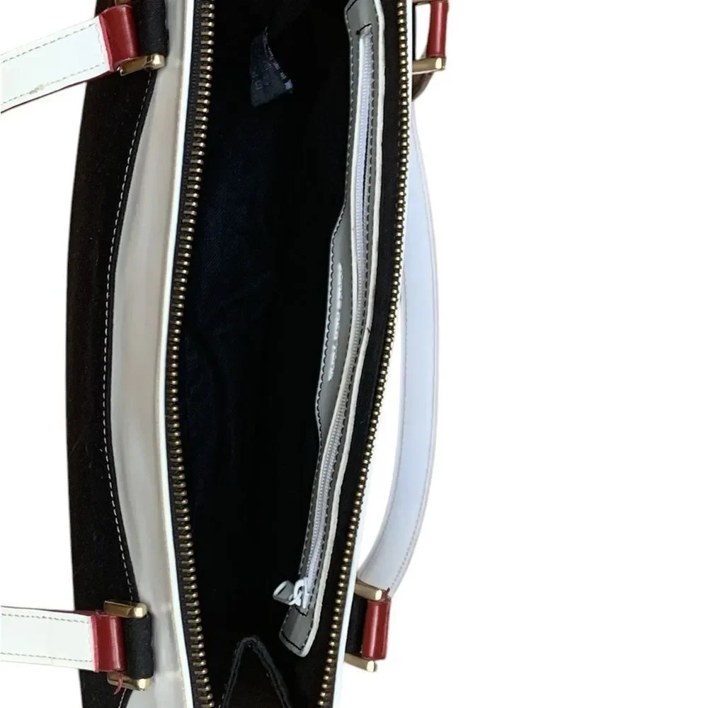 Vintage Jones New York Elegant Black and White Handbag with Red Accents
